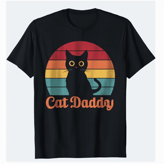 Retro Cat Dad Shirt Vintage Kitty Daddy Graphic Tee