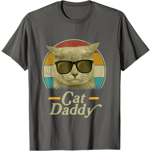 Retro Cat Daddy 80s 90s Style Sunglasses Unisex T-Shirt for Men Women Kids Toddler,Charcoal Color,Size 2XL