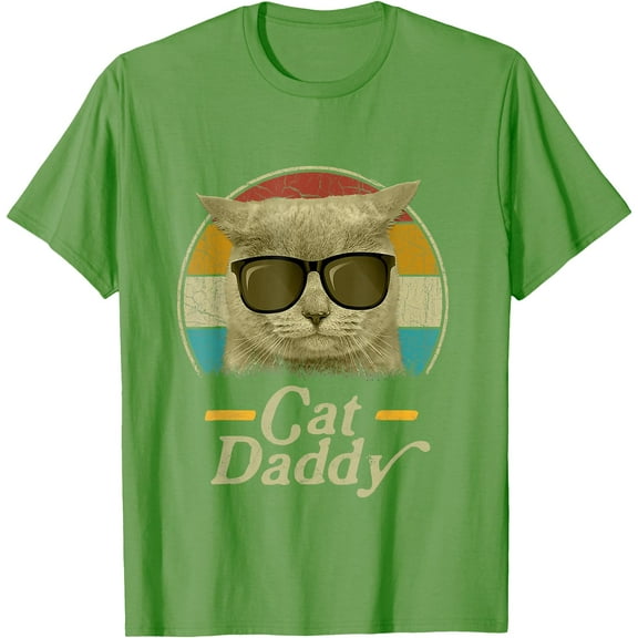 Retro Cat Daddy 80s 90s Style Sunglasses Unisex T-Shirt for Men Women Kids Toddler,Lime Color,Size L