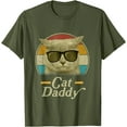 thumbnail image 1 of Retro Cat Daddy 80s 90s Style Sunglasses Unisex T-Shirt for Men Women Kids Toddler,Military Green Color,Size 2XL, 1 of 5