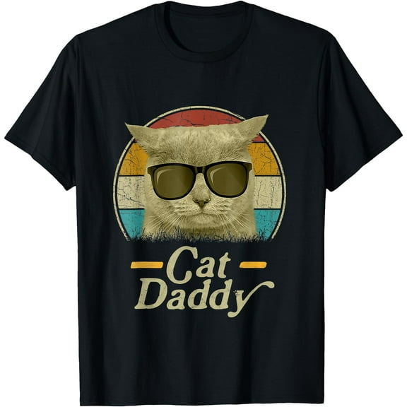 Retro Cat Daddy 80s 90s Style Sunglasses Unisex T-Shirt for Men Women Kids Toddler