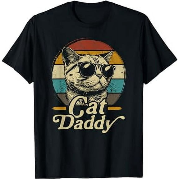 Retro Cat Daddy Sunglasses for Men Graphic Cotton Short Sleeve T-Shirt