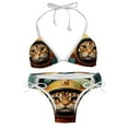 thumbnail image 1 of Retro Cat Detachable Sponge Adjustable Strap Bikini Set Two-Pack Beachwear Scene Swimsuit, 1 of 6