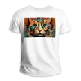 thumbnail image 1 of Retro Cat Elegant White Cotton T-Shirt for Men - Classic Fit Short Sleeve Tee with 100% Cotton Material - Comfortable and Stylish Casual Top for Everyday Wear, 1 of 5