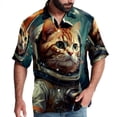 thumbnail image 1 of Retro Cat Men's Short Sleeve Hawaiian Print Button Down Beach Shirt, 1 of 6