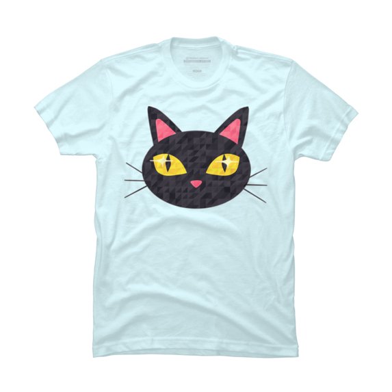 Retro Cat Mens Light Blue Graphic Tee - Design By Humans S