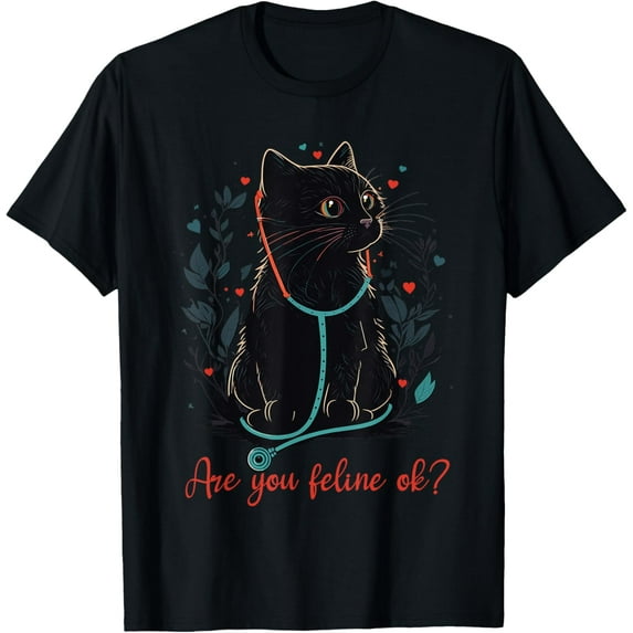 Retro Cat Nurse Gifts Nurse Week Gifts Funny Nurse T-Shirt