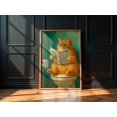 Retro Cat On The Toilet Reading Newspaper Poster, Bathroom And Gallery ...
