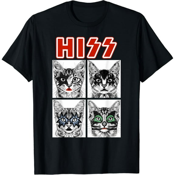 Retro Cat Rock Music Concert Band Men Kids Women Funny Cat T-Shirt