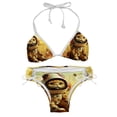 thumbnail image 1 of Retro Cat Swim Suit Women Bikini Set, Detachable Sponge, Adjustable Strap, Two-Pack - Beach, Pool, Vacation, 1 of 6