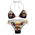 thumbnail image 1 of Retro Cat Swim Wear Detachable Sponge Adjustable Strap Bikini Set Two-Pack for Multiple Scenes, 1 of 6