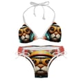 thumbnail image 1 of Retro Cat Swimsuit Women Bikini Set with Detachable Sponge and Adjustable Strap, Two-Pack, Beach Pool Vacation., 1 of 6