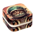 thumbnail image 1 of Retro Cat Travel Portable Square Decorative Box Jewelry Stand: All-in-One Earring Holder, Ring Keeper, Necklace & Bracelet Organizer - Storage Box for Girls and Women, 1 of 6