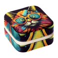 thumbnail image 1 of Retro Cat Travel Portable Square Display Case: Earring and Necklace Organizer - Ideal for Girls and Women, 1 of 6