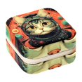 thumbnail image 1 of Retro Cat Travel Portable Square Jewelry Box - Bracelet Holder and Jewelry Stand - Ideal for Rings, Earrings, Necklaces, and Bracelets - Suitable for Girls and Women, 1 of 6