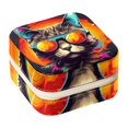 thumbnail image 1 of Retro Cat Travel Portable Square Necklace Holder with Ring, Earring, and Bracelet Organizer - Suitable for Girls and Women, 1 of 6