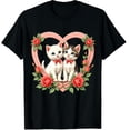 thumbnail image 1 of Retro Cat Valentines Day Cute Kitten Rose Flower Cat Lover Graphic Crew Neck Short Sleeve T-Shirts (Men's, Women's), 1 of 4