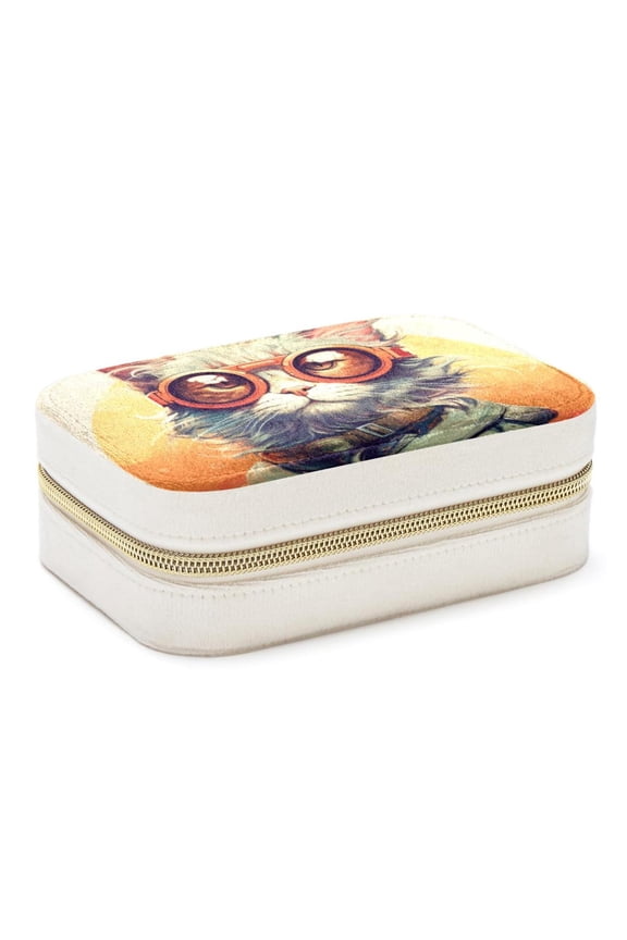 Retro Cat Velvet Earring Organizer Jewelry Box with Removable Compartment - Portable Velvet Jewelry Organizer - Gift-ready Jewelry Boxes