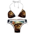 thumbnail image 1 of Retro Cat Women's Detachable Sponge Adjustable Strap Bikini Set - 2 Pack, Beach Pool Swimwear, 1 of 6