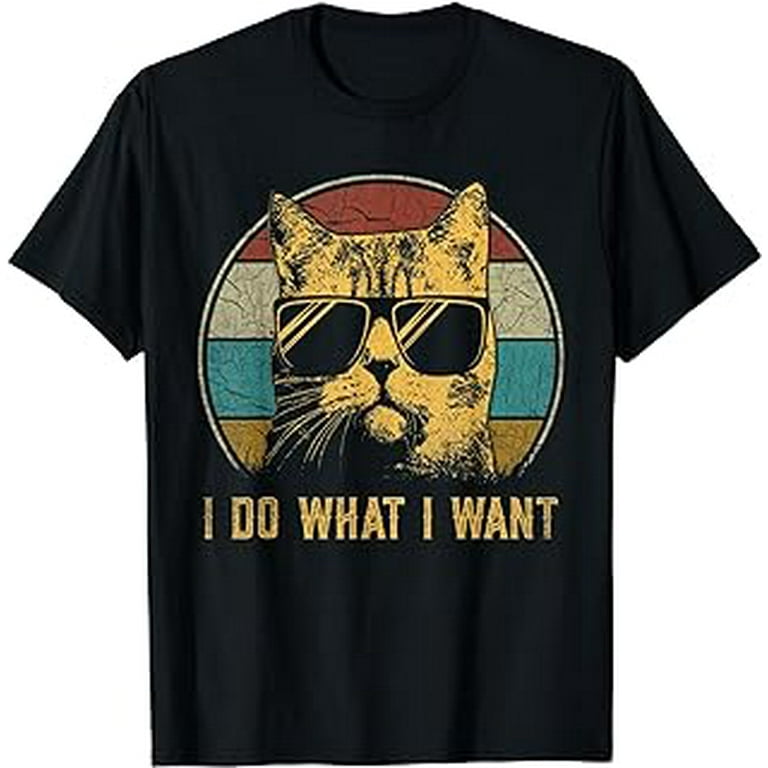 Retro Cat shirt for men I do what I want cat funny cat lover T Shirt