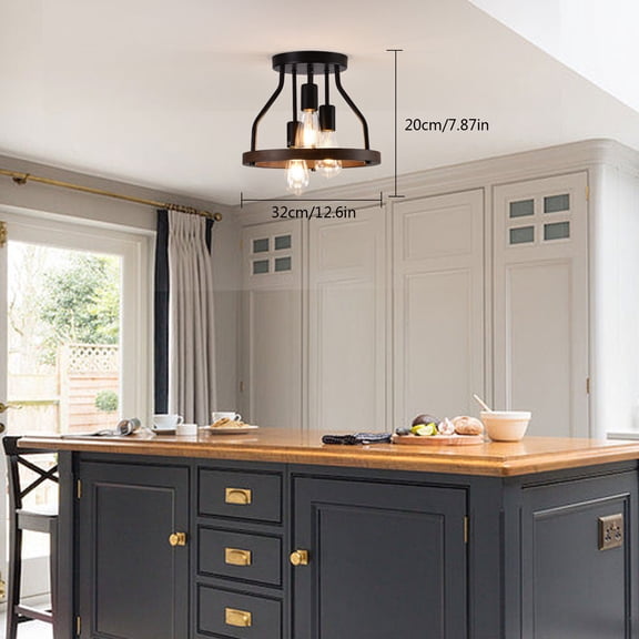 Retro Ceiling Light Farmhouse Wood Chandelier Pendant Lamp Restaurant Fixture US