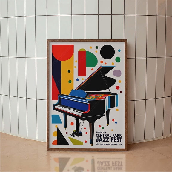 Retro Central Park Jazz Festival New York Typography Vintage Retro Wall Art, Unframed Poster