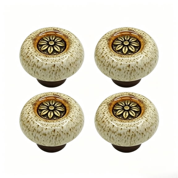 Retro Ceramic Cabinet Knobs, [4 Pack] Vintage Antique Drawer Knobs with Backplate, Cabinet Pull Handles for Kitchen/Dresser/Cupboard/Wardrobe.