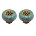 thumbnail image 1 of Retro Ceramic Cabinet Knobs, [4 Pack] Vintage Antique Drawer Knobs with Backplate, Cabinet Pull Handles for Kitchen/Dresser/Cupboard/Wardrobe., 1 of 7
