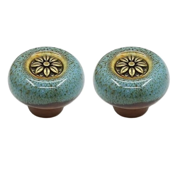 Retro Ceramic Cabinet Knobs, [4 Pack] Vintage Antique Drawer Knobs with Backplate, Cabinet Pull Handles for Kitchen/Dresser/Cupboard/Wardrobe.