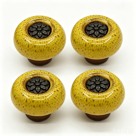 Retro Ceramic Cabinet Knobs, [4 Pack] Vintage Antique Drawer Knobs with Backplate, Cabinet Pull Handles for Kitchen/Dresser/Cupboard/Wardrobe.