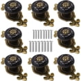 thumbnail image 1 of Retro Ceramic Cabinet Knobs, [8 Pack] Antique Vintage Dresser Knobs with Backplate, Drawer Pull Handles for Kitchen/Dresser Drawer/Cupboard/Wardrobe, Black, 1 of 14