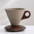thumbnail image 1 of Retro Ceramic Conical Coffee Mug, Creative Funnel Coffee Cups Set, with Solid Wood Triangle Handle Design and Coaster,for Home, Restaurant, Party and Office Use.200ml, 1 of 7