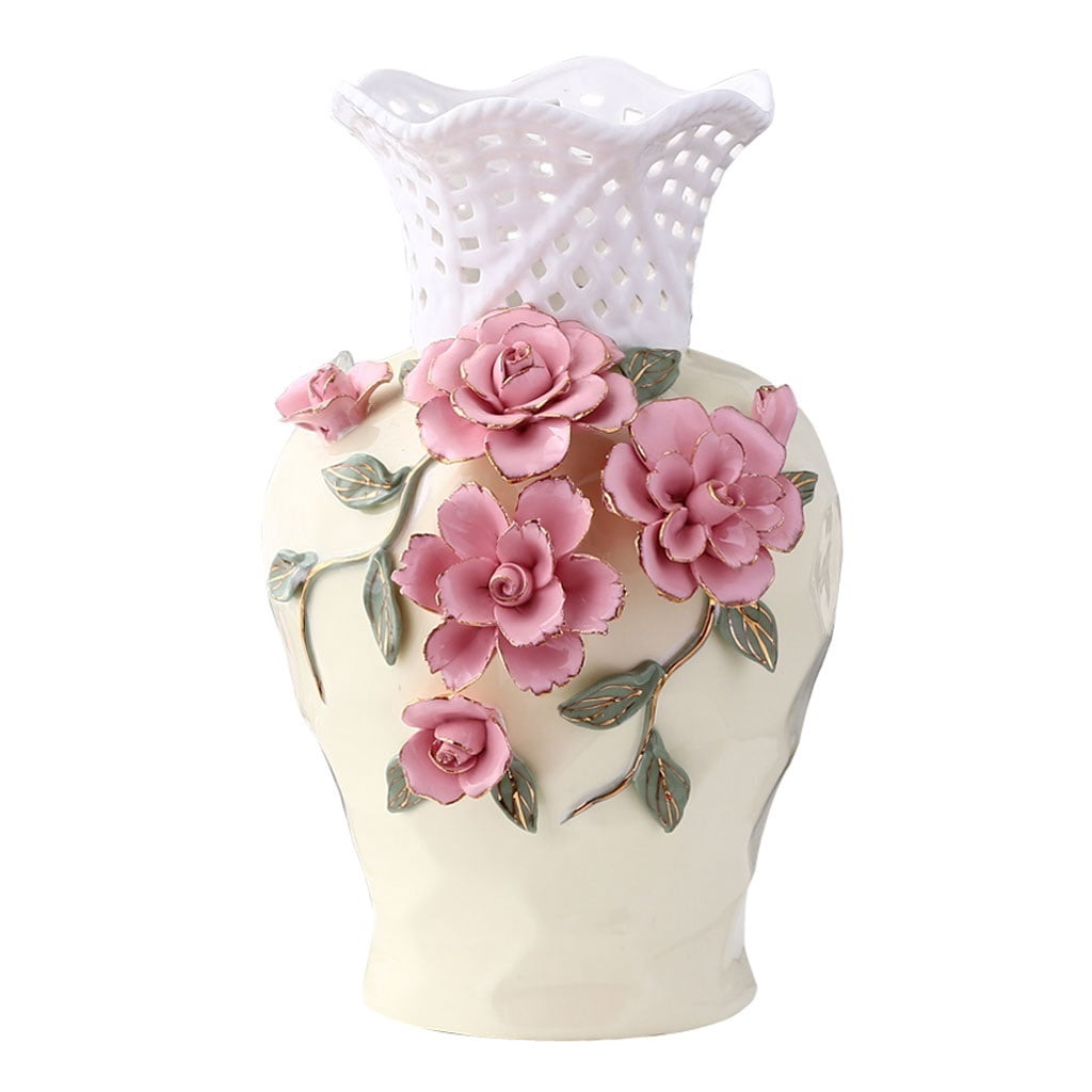 Retro Ceramics Home Decoration Flower Arrangement Dried Flowers Chinese Style Living Room TV Cabinet Ornament