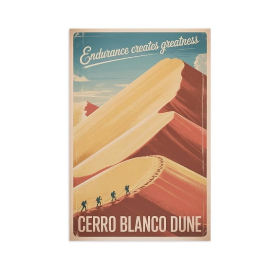 Retro Cerro Blanco Dune Poster Motivational Inspirational Vintage Travel Wall Art for Creative Studio Meditation Corner Home Office Print Poster