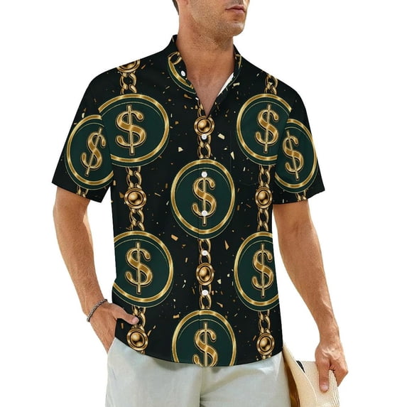 Retro Chains Hawaiian Shirt Men Vacation Leopard Print Casual Shirts Short Sleeve Streetwe