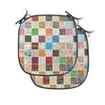 thumbnail image 1 of Retro Chair Seating Cushion Set of 2, Big Patchwork of Different Patterns Traditional Classical Old Fashioned, Seat Pads for Office with Anti-slip Backing, 16"x16", Multicolor, by Ambesonne, 1 of 7