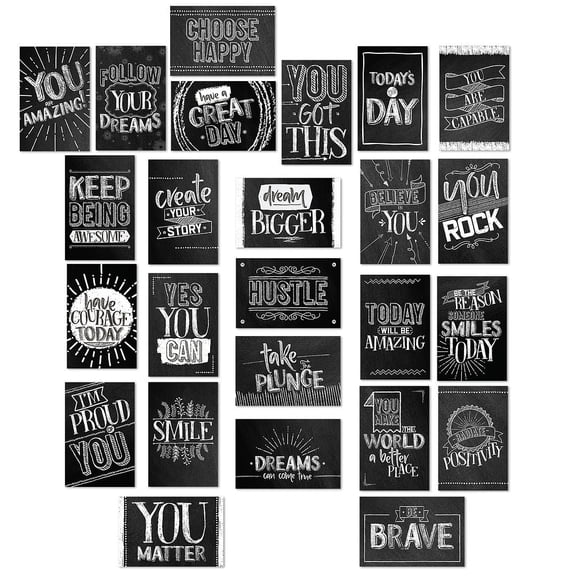 Retro Chalkboard Motivational Quote Postcards / 25 Decorative Postcards / 4" x 6" Teacher Note Cards