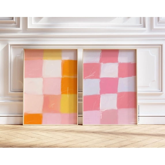 Retro Checker Vibrant Pastel Dorm Trendy And Modern Decprints Poster ...