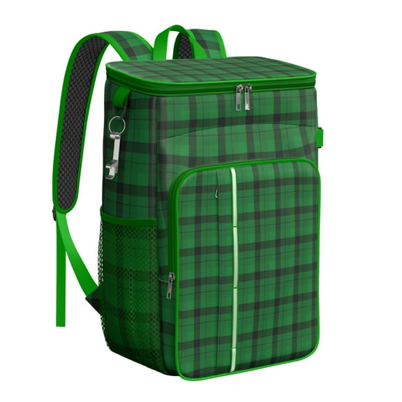Retro Checkerboard Cooler Backpack - 20L High-Capacity Insulated Lunch Bag for Camping, Hiking & Outdoor Fun