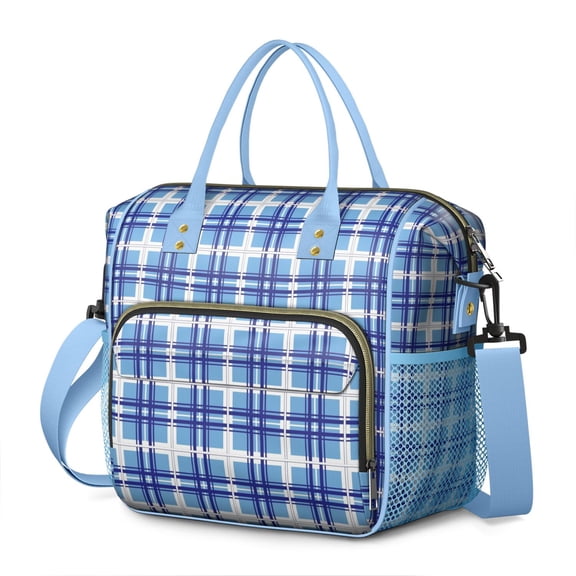 Retro Checkerboard Lunch Box – Leakproof Insulated Cooler Tote with Geometric Plaid Pattern, Multi-pocket Storage for Office Lunches or Gifting