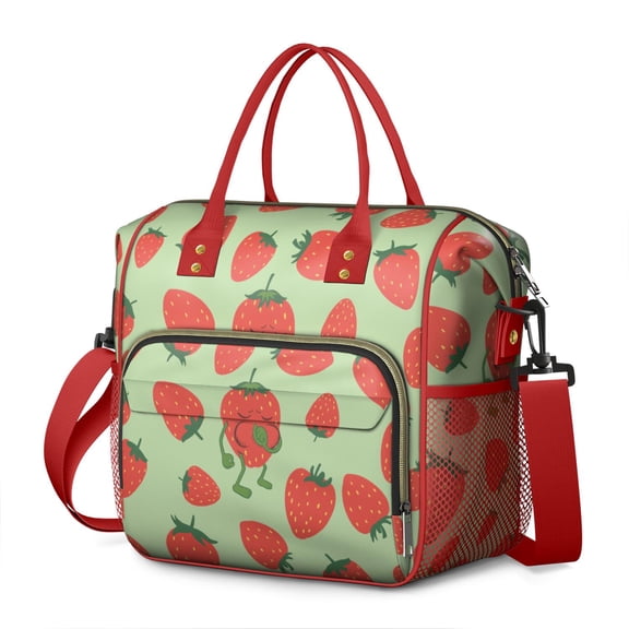 Retro Checkerboard Lunch Box – Leakproof Insulated Cooler Tote with Geometric Plaid Pattern, Multi-pocket Storage for Office Lunches or Gifting