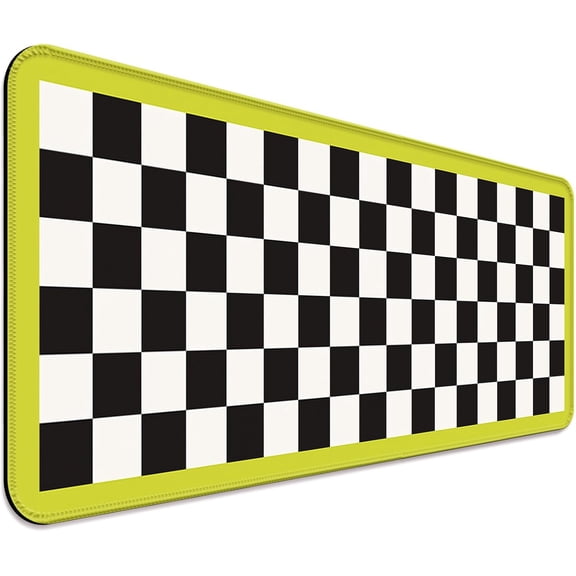 Retro Checkered Gaming Desk Mat, Computer Keyboard Large Extended Long Mouse Pad for Office and Home, XL, Black and White (H06)