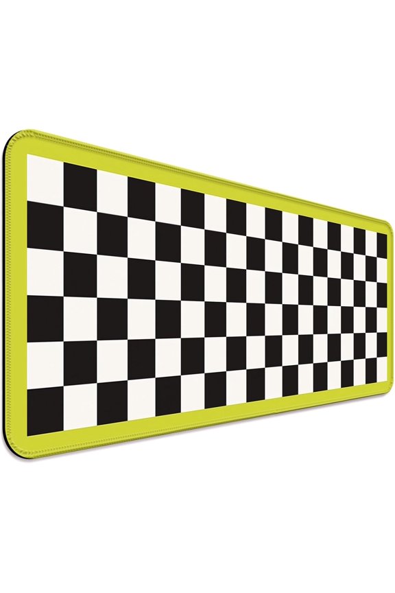Retro Checkered Gaming Desk Mat, Computer Keyboard Large Extended Long Mouse Pad for Office and Home, XL, Black and White (H06)