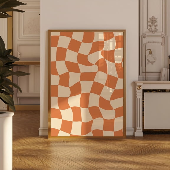 Retro Checkered Groovy Poster, Unframed Paper Poster 8x10in