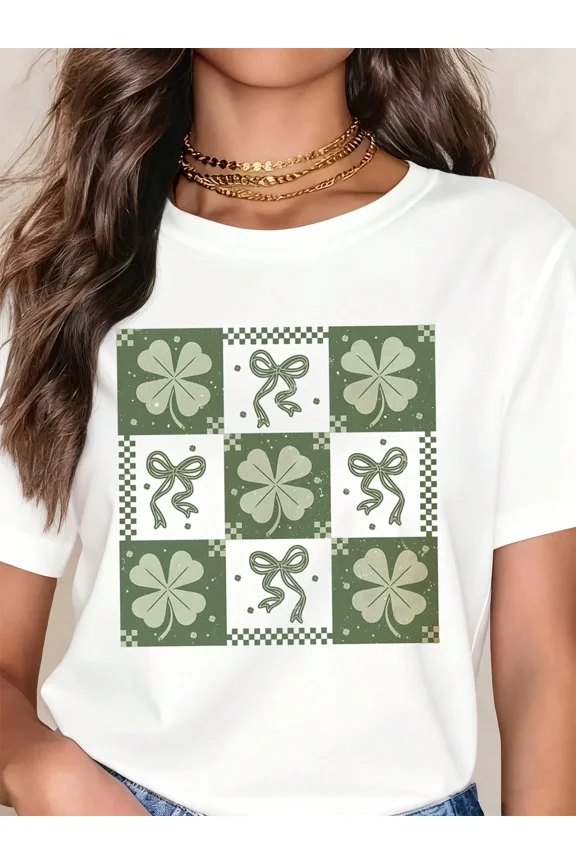 Retro Checkered St Patrick's Day PNG, Coquette St Patty's Day Png, Lucky Shamrock PNG, St Patricks Coquette Png, St Patrick's Day Shirt Png