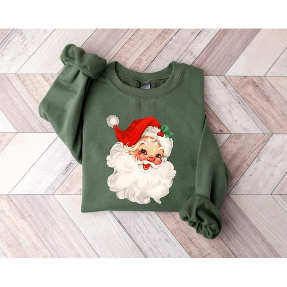 Retro Cheerful Santa Sweatshirt, Santa Merry Christmas Sweatshirt, Vintage Santa Claus Sweatshirt