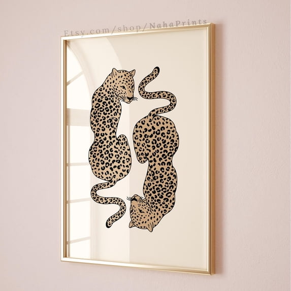 Retro Cheetah Wall Print Neutral Trendy Gallery Decor Living Room Poster UNFRAMED POSTER