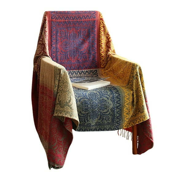 Retro Chenille Jacquard Tassels Sofa Blankets and Sofa Chair Cover 150 X 190 Cm