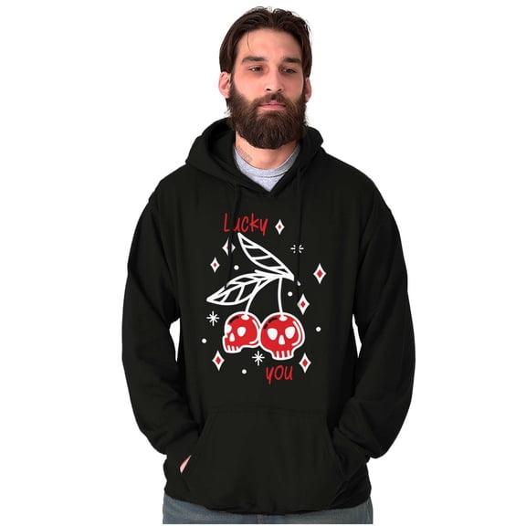 Retro Cherry Fruit Skulls Lucky You Hoodie Sweatshirt Women Men Brisco Brands X