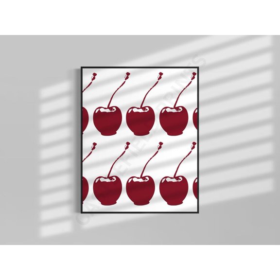 Retro Cherry Lino Print, Unframed Paper Poster 8x10in